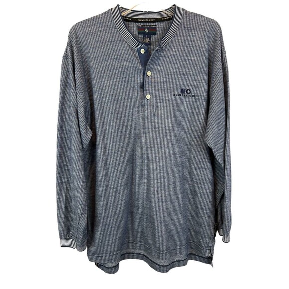 Members Only Henley Shirt  Men's Size L  Blue 3-Button Long Sleeve Tee - Picture 1 of 7
